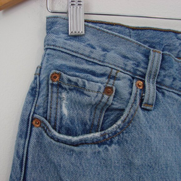 Levi's 501 Original Jeans Ankle Distressed Light Wash Button Front 25 - Picture 6 of 13